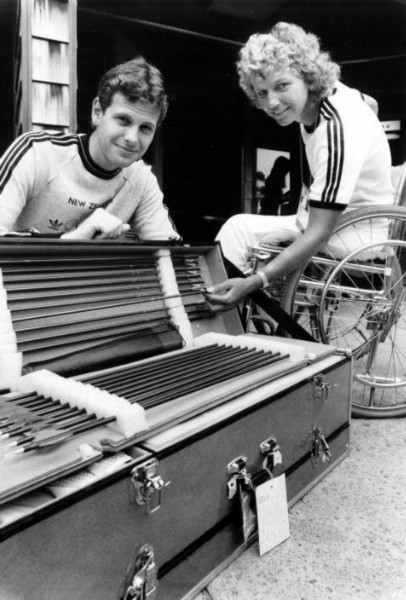 Dale-Lightfoot-and-Neroli-Fairhall-check-over-their-equipment-before-1984